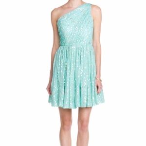 SHOSHANNA Mint & Gold One Shoulder Dress Size 0